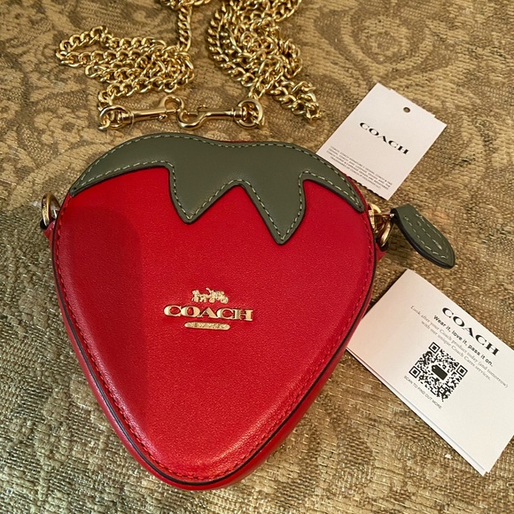 Coach Bags Coach Strawberry Zip Around Coin Case Wallet Crossbody